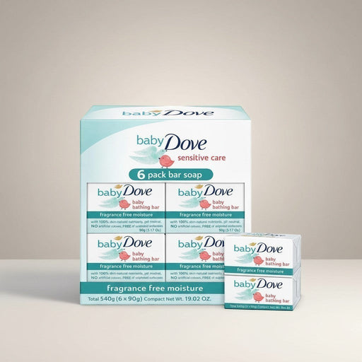 Blessing Baby Dove sensitive care 6 pack bar soap, fragrance-free moisture, pH neutral, 100% skin-natural nutrients.