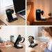Blessing Foldable wireless charging station in black, charging a smartphone, smartwatch, and earbuds. Ideal for desks and nightstands.