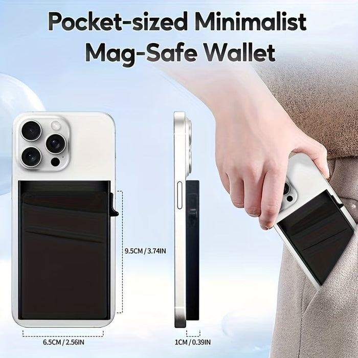 Blessing Sells Magnetic aluminum card holder with elastic Lycra fabric back, attaches to phone.