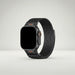 Blessing magnetic mesh loop band for Apple Watch Ultra in black stainless steel with orange accents.