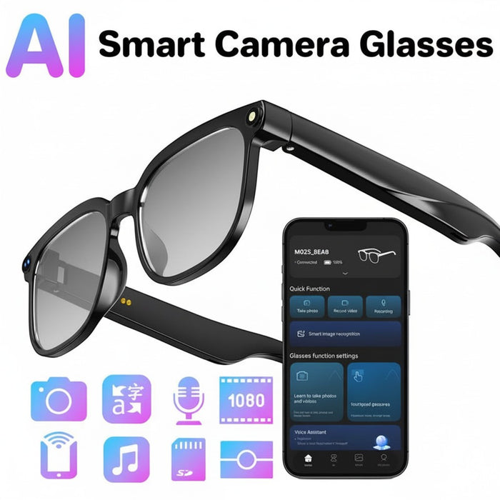 Blessing Sells AI Smart Camera Glasses with 8MP HD video recording, photochromic lenses, and voice assistant.
