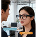Blessing Sells AI smart camera glasses with 8MP HD lens and real-time translation feature, worn by a woman.