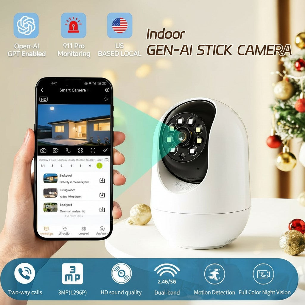 Blessing Sells indoor AI tracking wireless security camera with 1296P FHD, color night vision, and two-way calls.