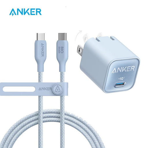 Blessing Sells Anker Nano light blue USB C charger with IQ3 technology and 240W braided USB C cable.