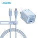 Blessing Sells Anker Nano light blue USB C charger with IQ3 technology and 240W braided USB C cable.