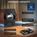 Blessing Sells black aluminum card wallet with AirTag slot, RFID blocking, and one-click card access. Holds up to 12 cards and cash.