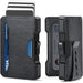 Blessing Sells black faux leather metal card case with RFID shield, side push release and money clip. Holds multiple cards.