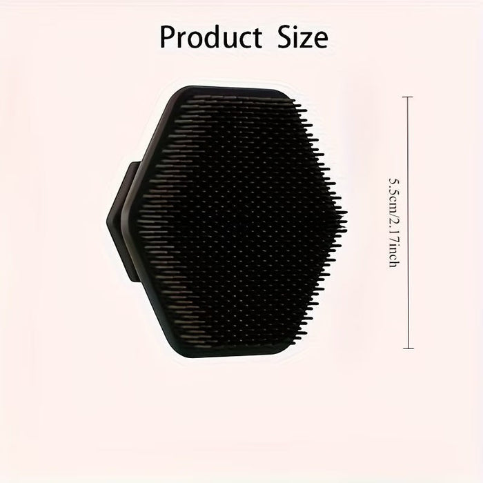 Blessing Sells black silicone facial cleansing brush with hexagonal shape and soft bristles for deep cleaning and exfoliation.