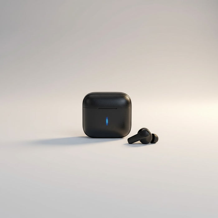 Blessing Sells black true wireless mini earbuds with charging case, featuring 9D HiFi stereo and HD calls.