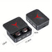 Blessing Sells black wireless earbuds with red accents in charging case, LED display showing battery level.