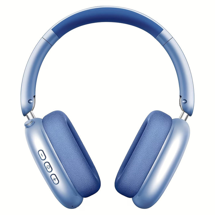 Blessing Sells blue wireless over-ear headphones with Hi-Res sound and comfortable ear pads.