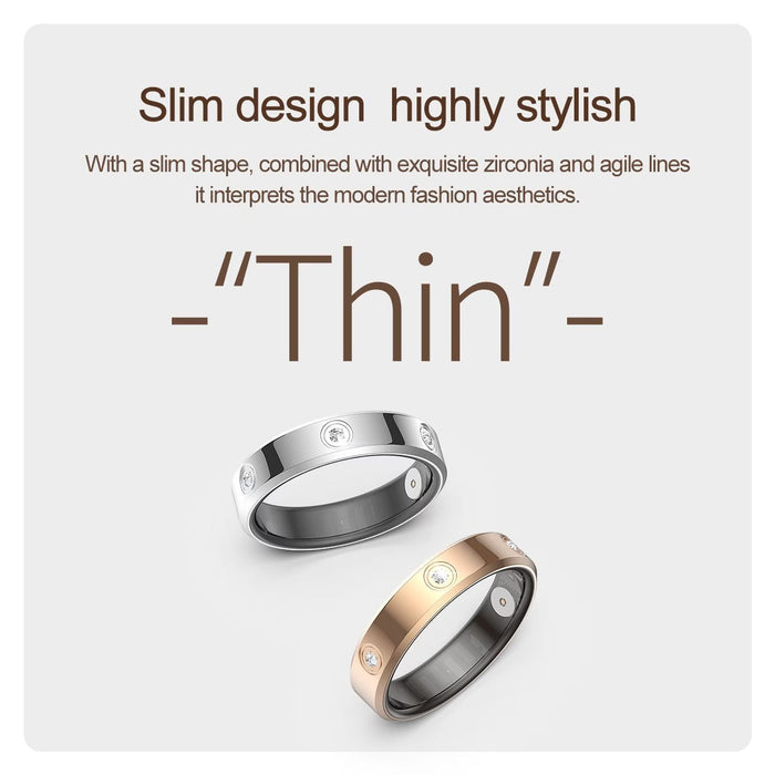 Blessing Sells CHABAIDAO Smart Ring in silver and rose gold, featuring a slim design with zirconia accents and health tracking capabilities.