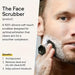 Blessing Sells black silicone facial cleansing brush with hexagonal grip, used by a man for gentle exfoliation and deep cleaning.