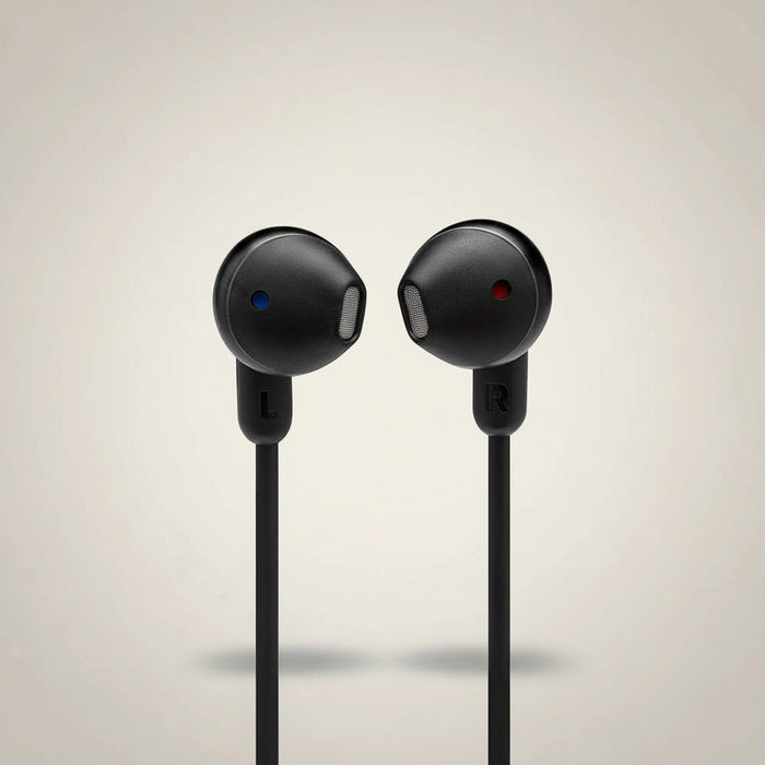 Blessing Sells black JBL in-ear headphones with microphone, left earbud marked L with blue dot, right earbud marked R with red dot.