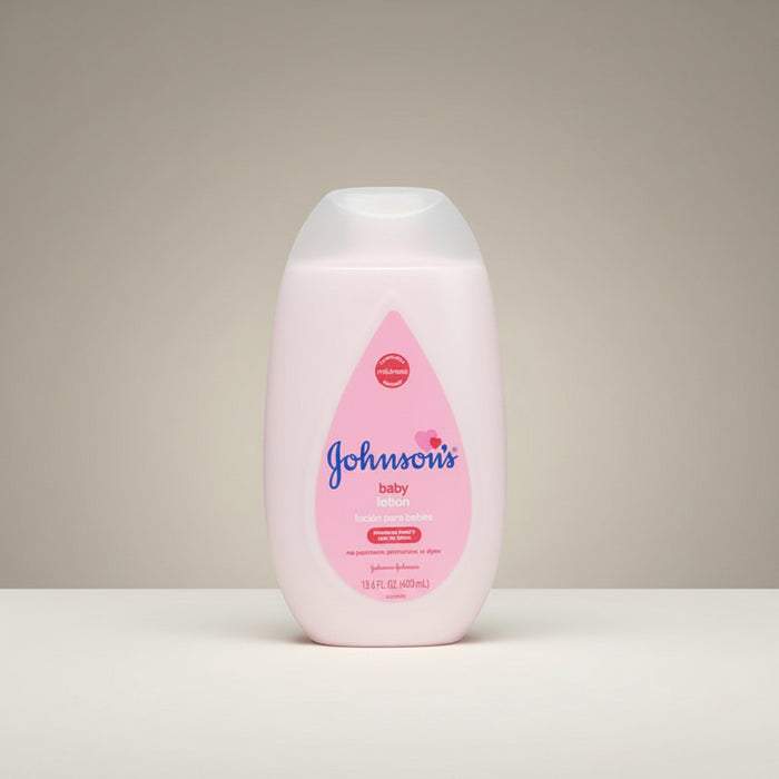 Blessing Sells Johnson's Baby Lotion with Aloe and Vitamin E in a pink bottle, 13.6 fl oz.