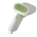 Blessing Sells white and green double-sided pet grooming comb with self-cleaning feature and comfortable grip.