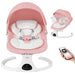 Blessing Sells pink baby swing with white padding, 5 speeds, 10 lullabies, 15-point safety belt, canopy, and remote control via smartphone.