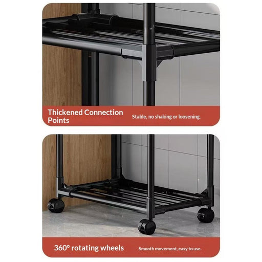 Blessing Sells 6-layer black metal rolling storage cart with adjustable shelves and 360 rotating wheels.
