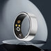 Blessing Sells silver smart ring with internal tech for monitoring steps, distance, calories, sleep, and exercise.