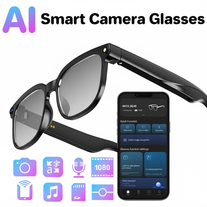 Blessing Sells AI Smart Camera Glasses with 8MP HD video recording, photochromic lenses, and voice assistant.