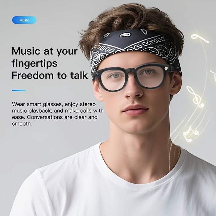 Blessing Sells black smart glasses with AI camera, offering music playback and wireless calling for men and women.
