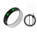 Blessing Sells smart ring with diamond inlay, silver glitter band, green LED lights, and USB charging cable.