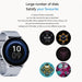 Blessing Sells grey smartwatch with a round interactive screen displaying time. Multiple watch faces shown.