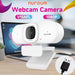 Blessing Sells white webcam with AI auto-framing, autofocus, 1080P resolution, and dual mics.