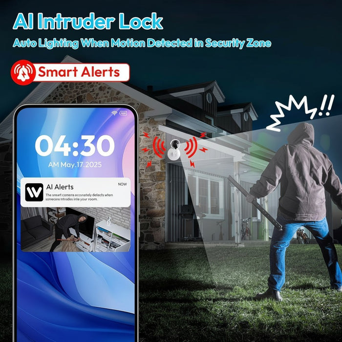 Blessing Sells wireless AI security camera detects intruder with motion alerts and auto lighting. Features 3MP FHD, two-way talk, night vision.