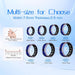 Blessing Smart Ring in black with blue accents, showing sizes 8-14 and measurement guide.