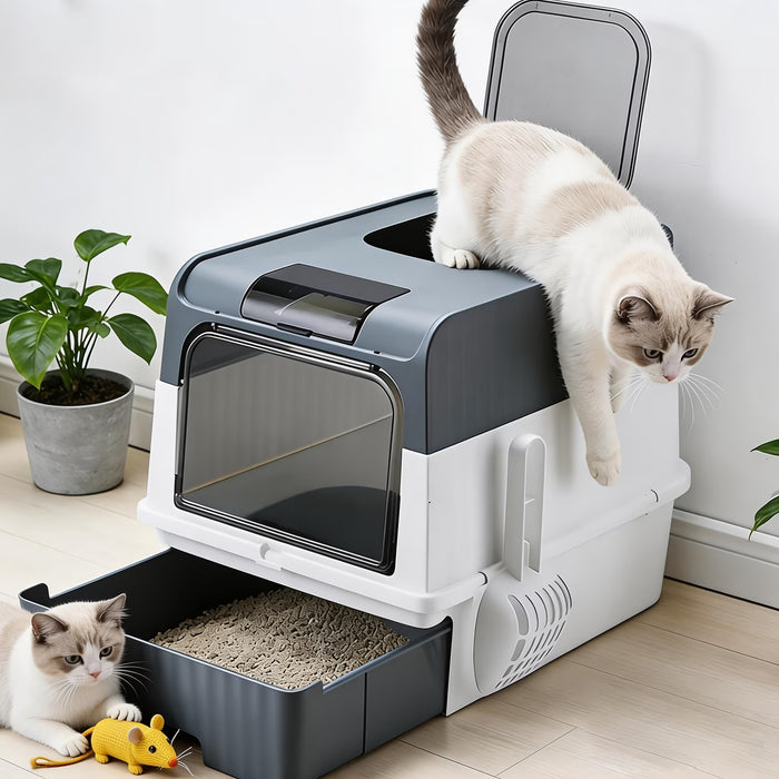Extra Large Top Entry Cat Litter Box with Drawer