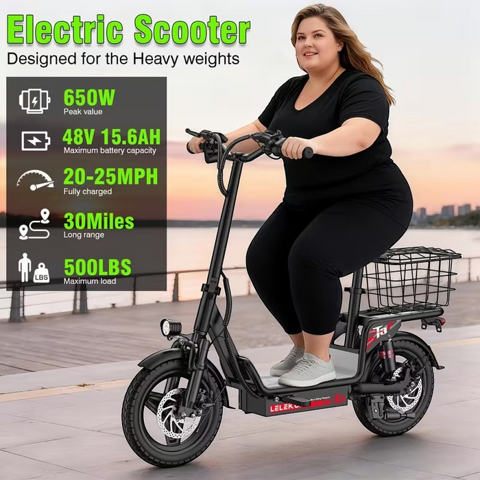 Heavy-Duty Electric Scooter with Seat for Adults
