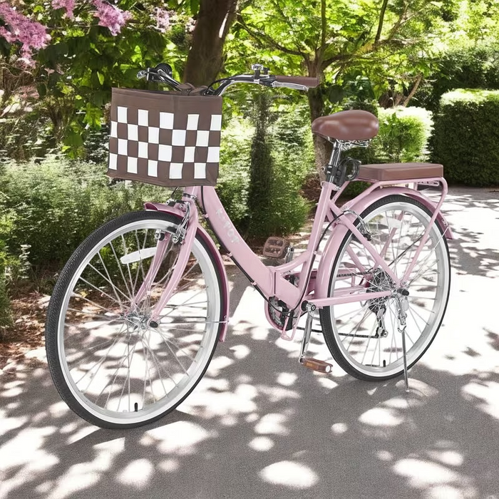 26" Foldable Beach Bike with Basket for Women